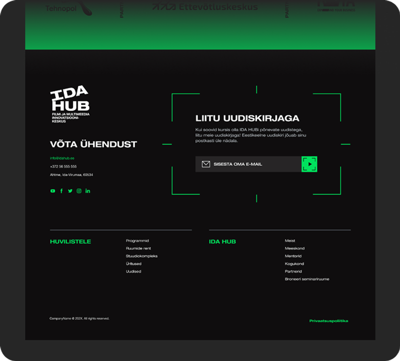 IDA Hubi veebilehe jalus