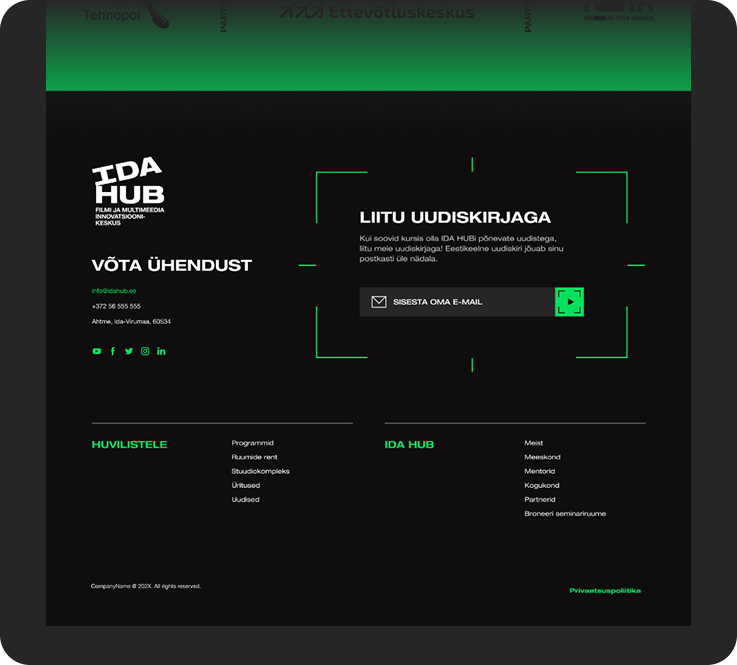 IDA Hubi veebilehe jalus