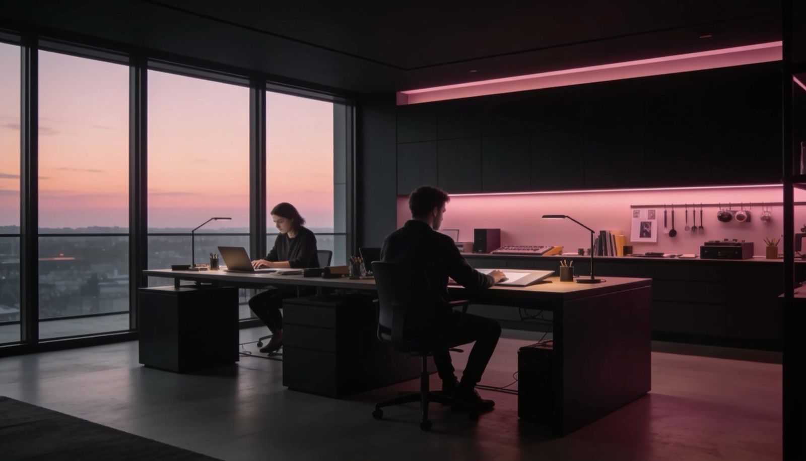 Inside the PageLyft studio at dusk