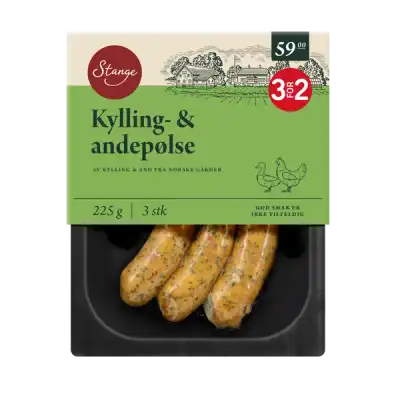 Pølser av kylling og and