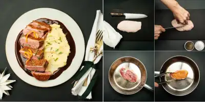 Andebryst med tilbehør og steketips