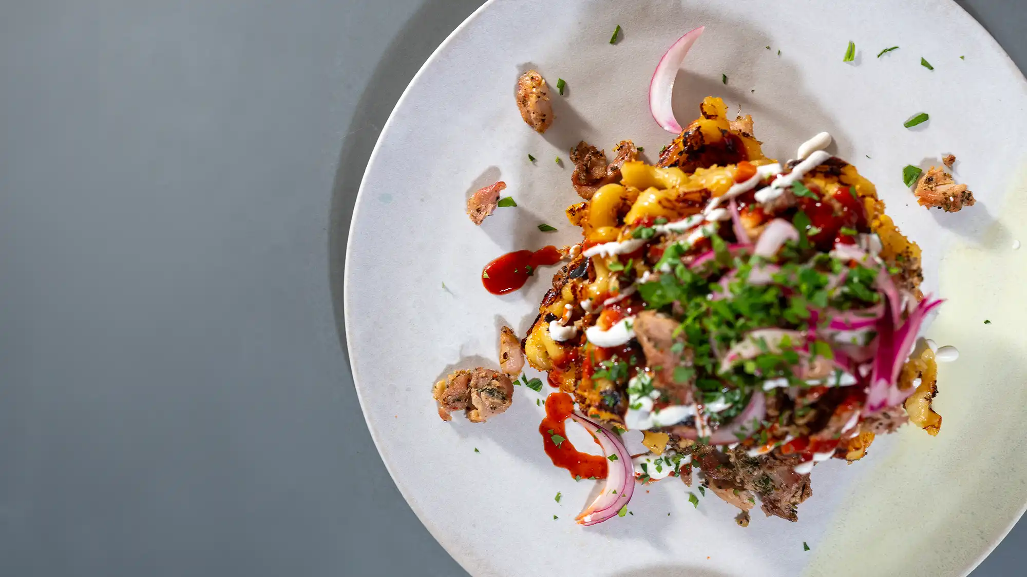 “Mac and Cheese” med pulled chicken fra Stange Mathallen