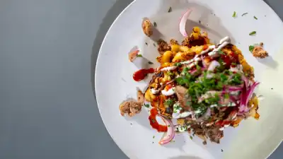 “Mac and Cheese” med pulled chicken fra Stange Mathallen