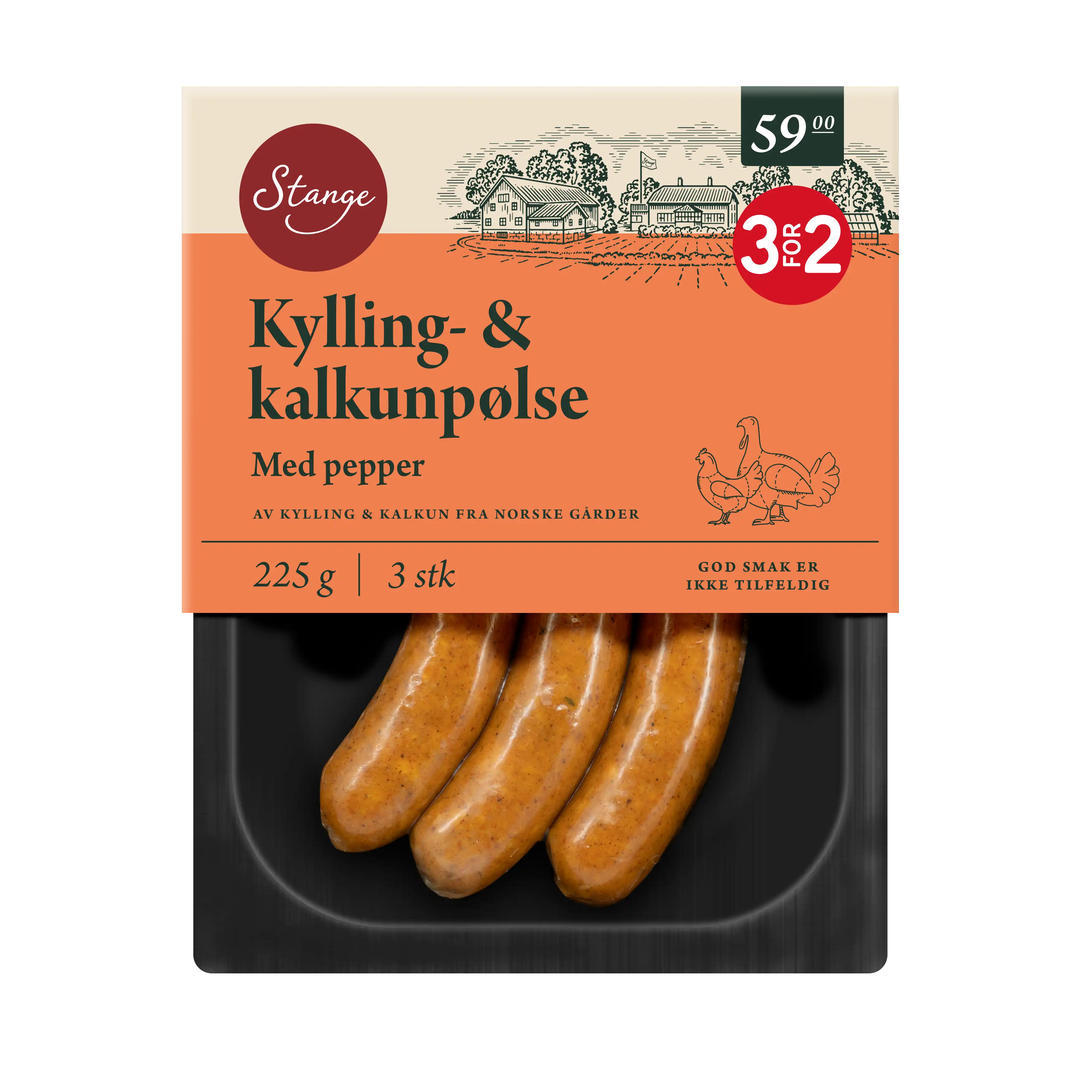 Kylling- og kalkunpølse med pepper