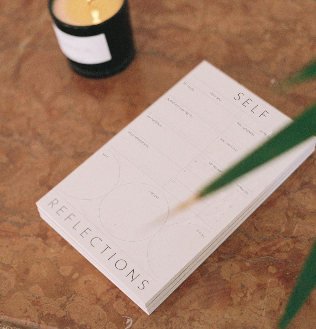 The New Moon’s Guide to Journaling, featuring Wilde House Paper’s Self Reflections Pad