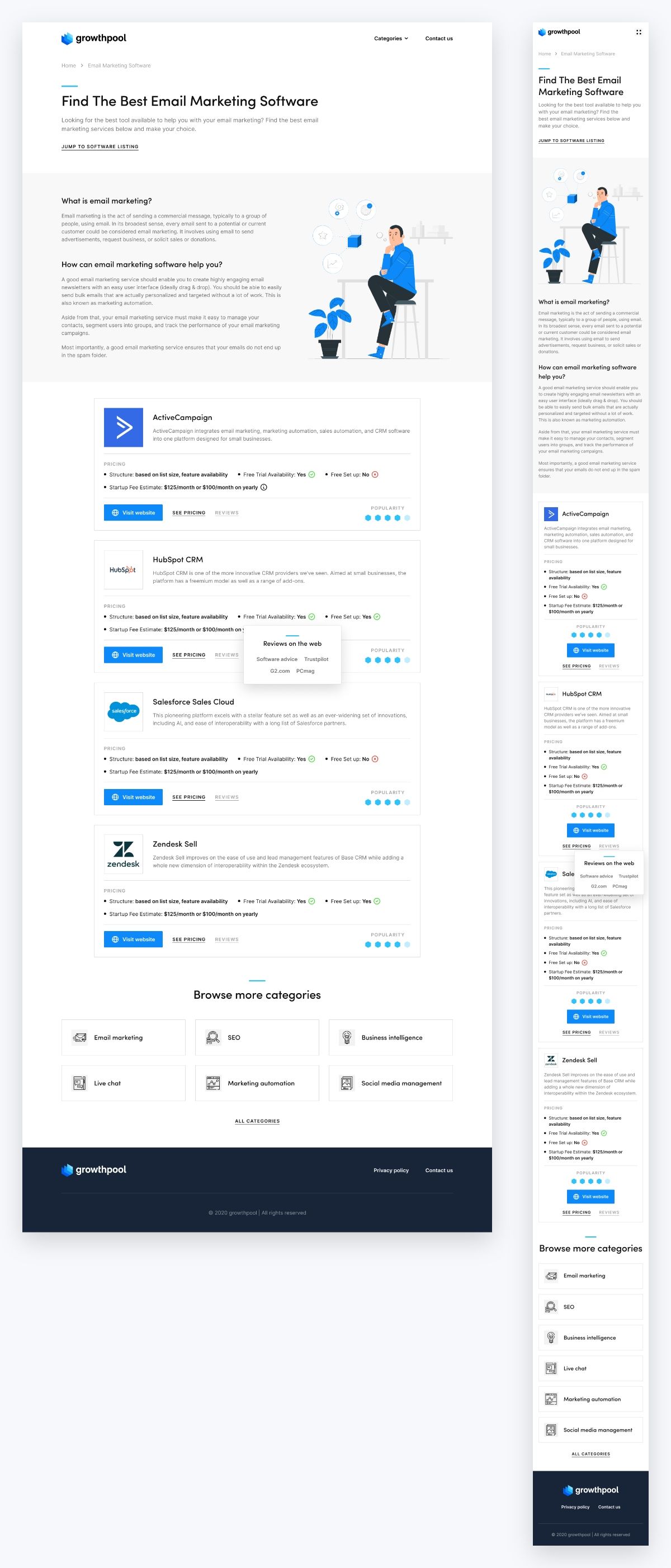 Growthpool UI design category page