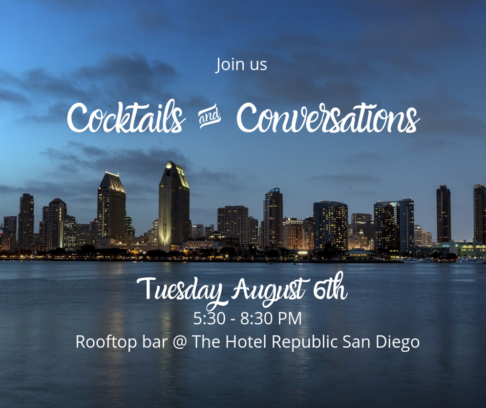 An image showing details for Elevate Cocktails & Conversations event on Aug. 6 in San Diego