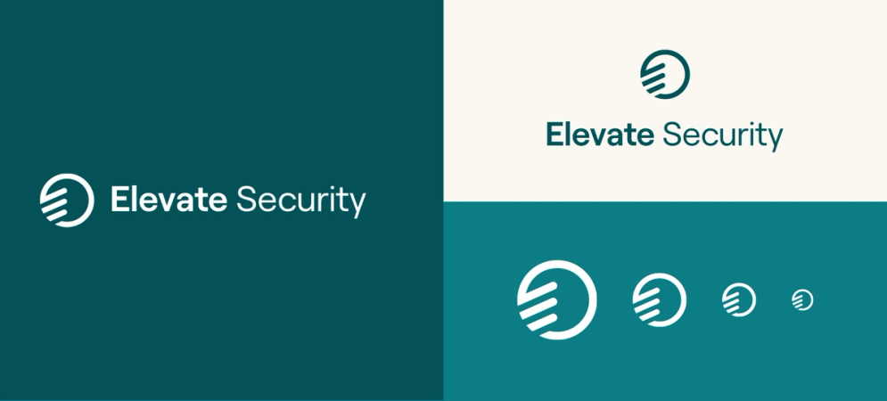 Elevate's new logomark on different backgrounds