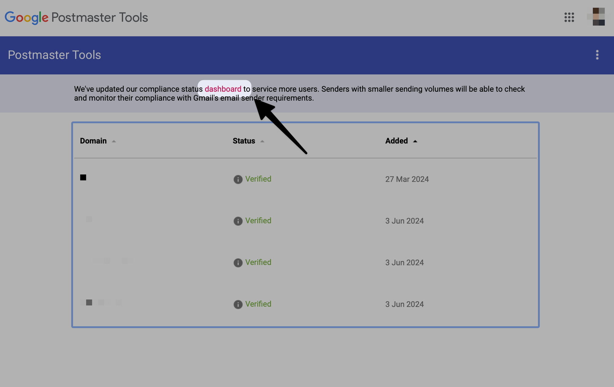 New compliance dashboard google postmaster tools v2