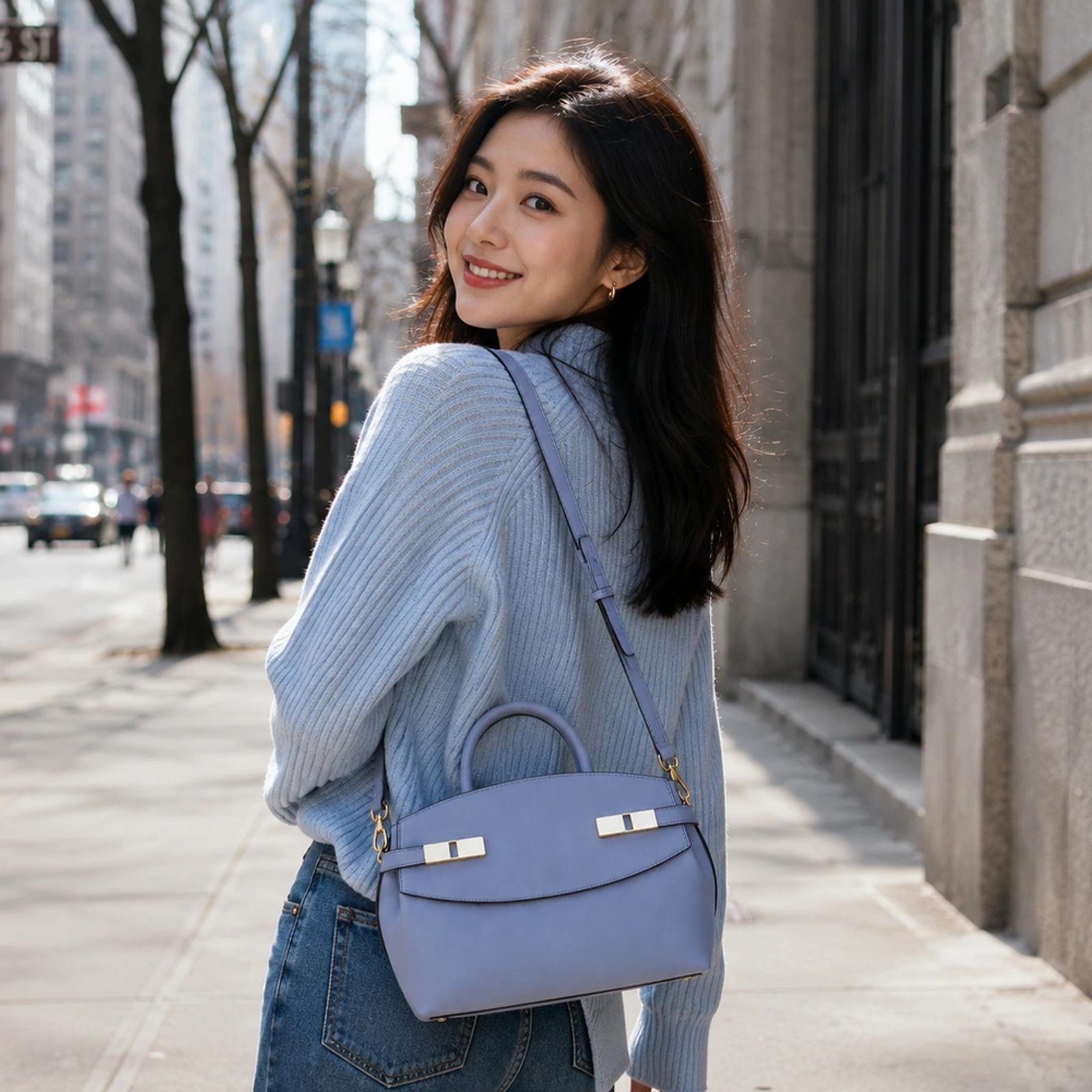 Domed Top Handle Satchel in Smooth PU | OEM & Private Label Factory thumbnail 2