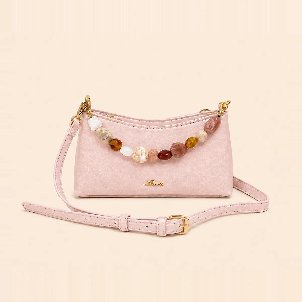 Croc-Embossed Blush Pink PU Banana Bag OEM Manufacturer