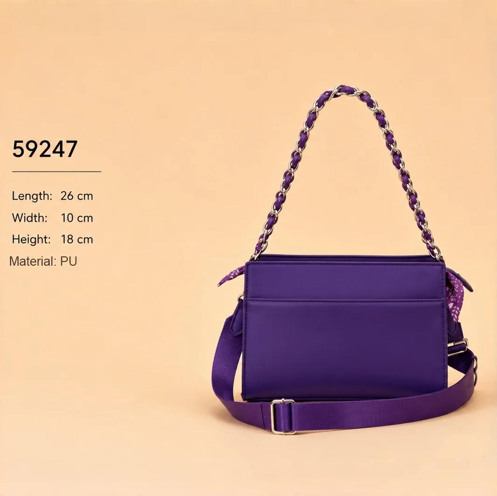 Glossy PU Chain & Webbing Strap Crossbody Bag | OEM B2B thumbnail 2