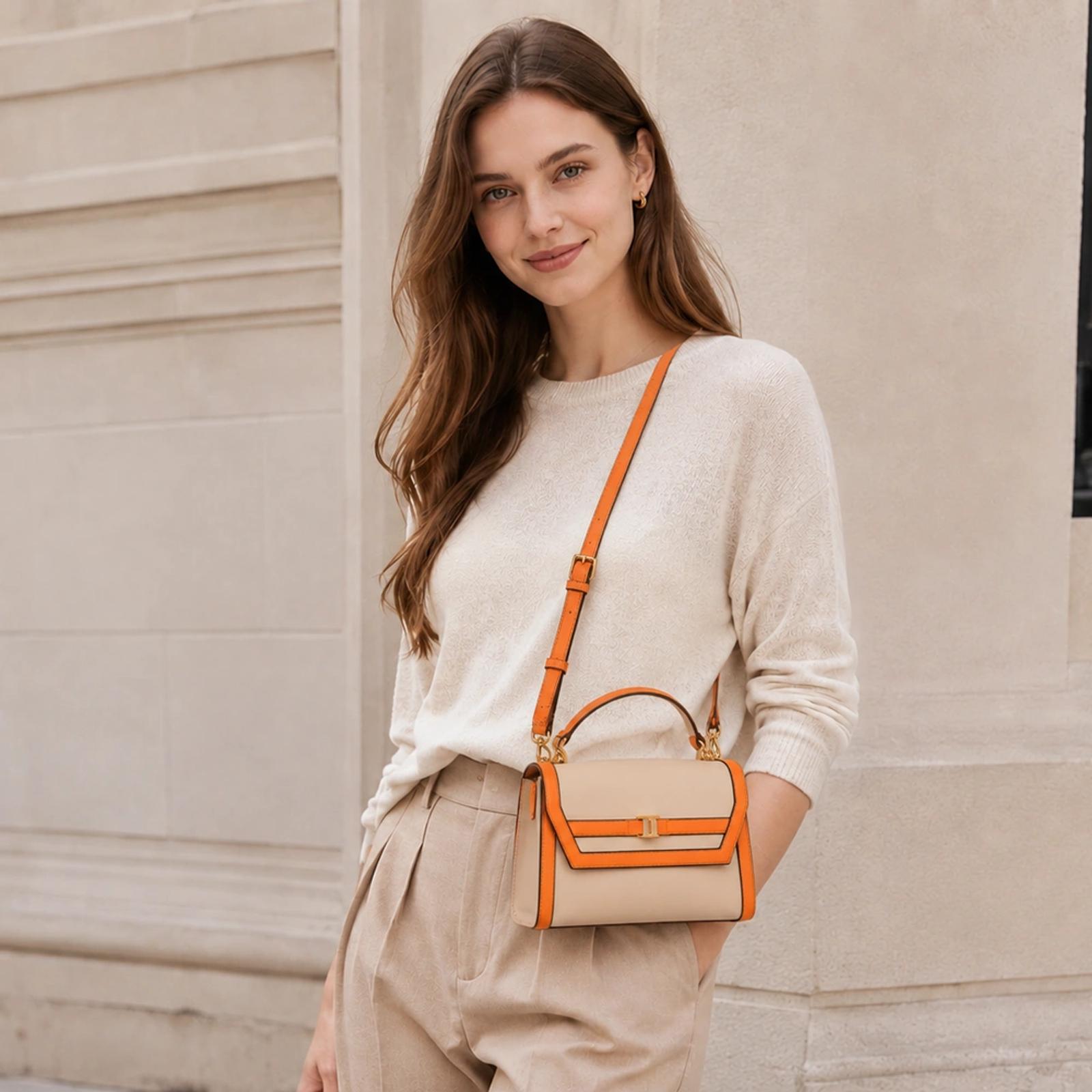 Structured Two-Tone PU Top Handle Satchel for Private Label Brands thumbnail 3