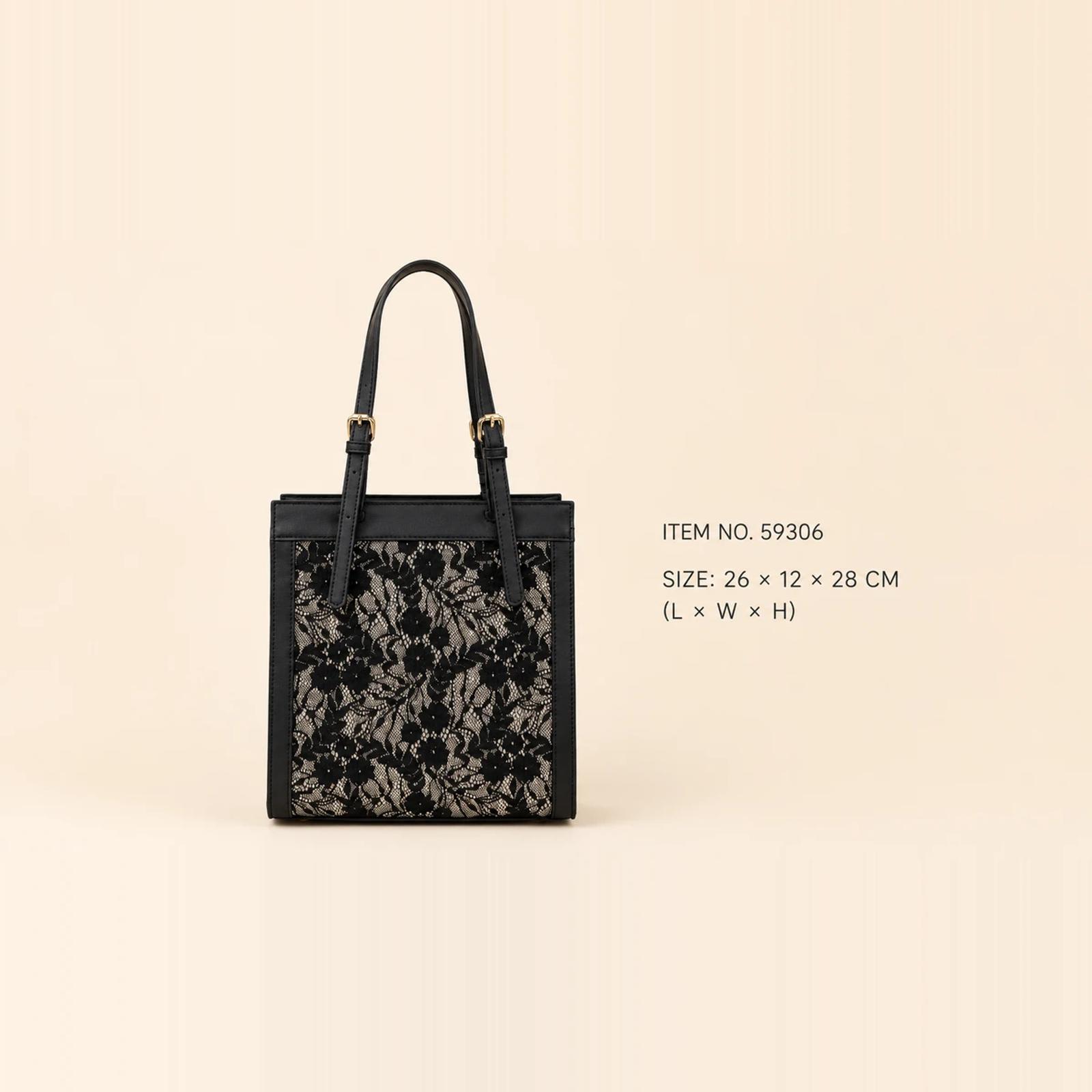 Premium Lace Overlay Square Tote | OEM Handbag Manufacturer thumbnail 2