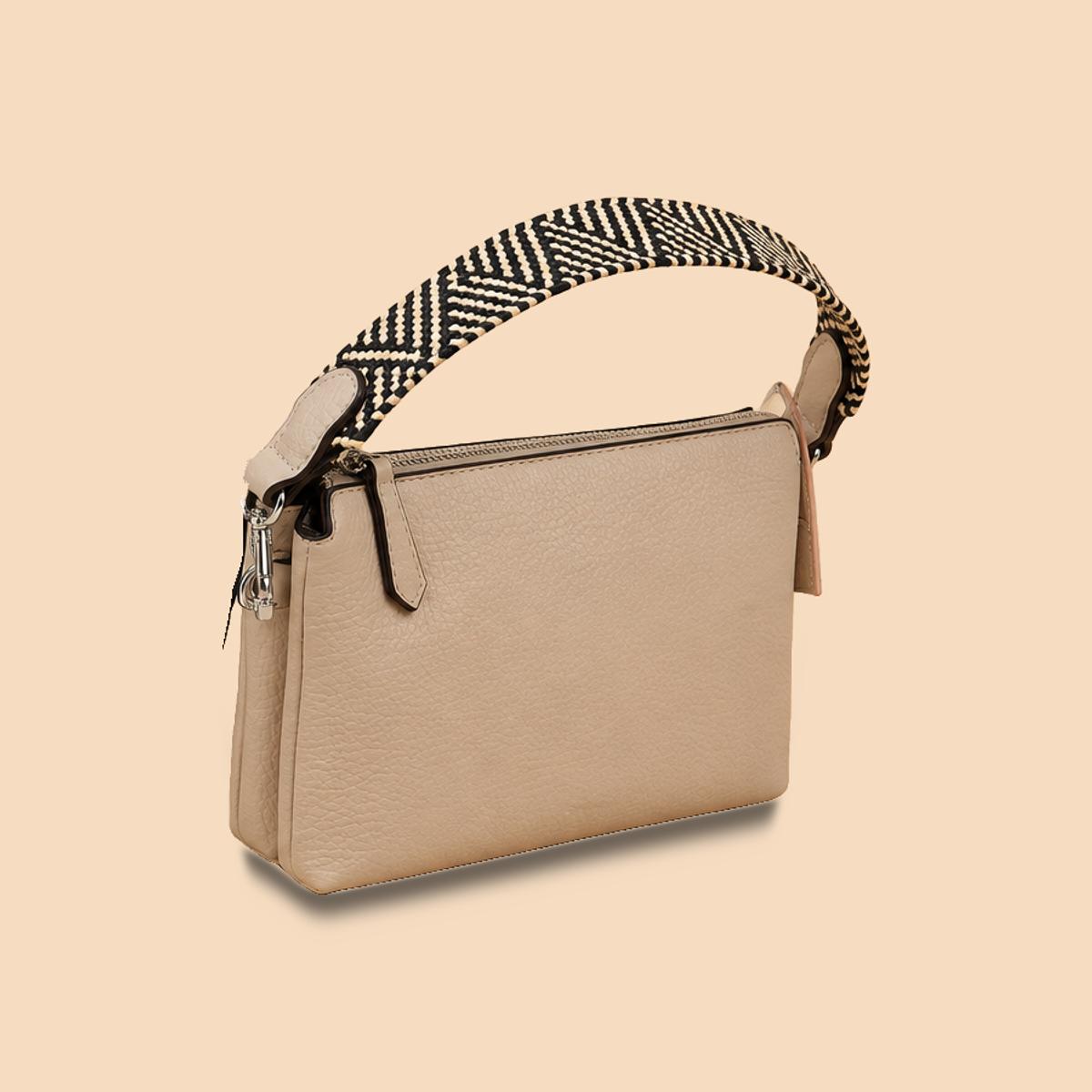 Pebbled PU East-West Shoulder Bag with Woven Jacquard Strap OEM — image 1