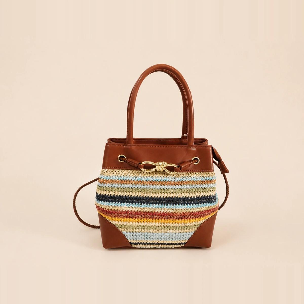 Hand-woven Raffia & PU Leather Tote Bag | OEM/ODM Factory — image 1