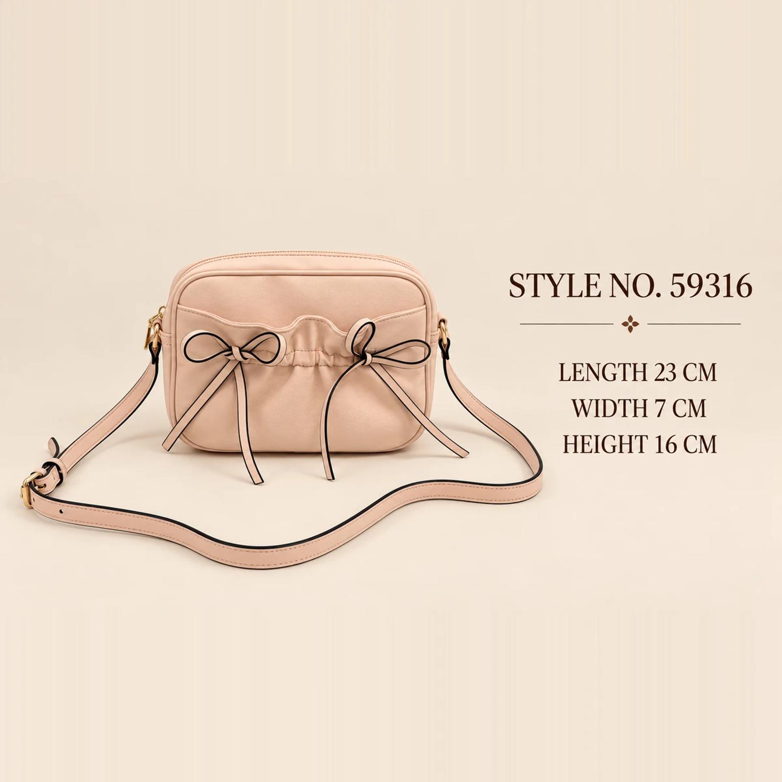 Blush Pink Ruched PU Bow Crossbody Bag | OEM Handbag Manufacturer thumbnail 2