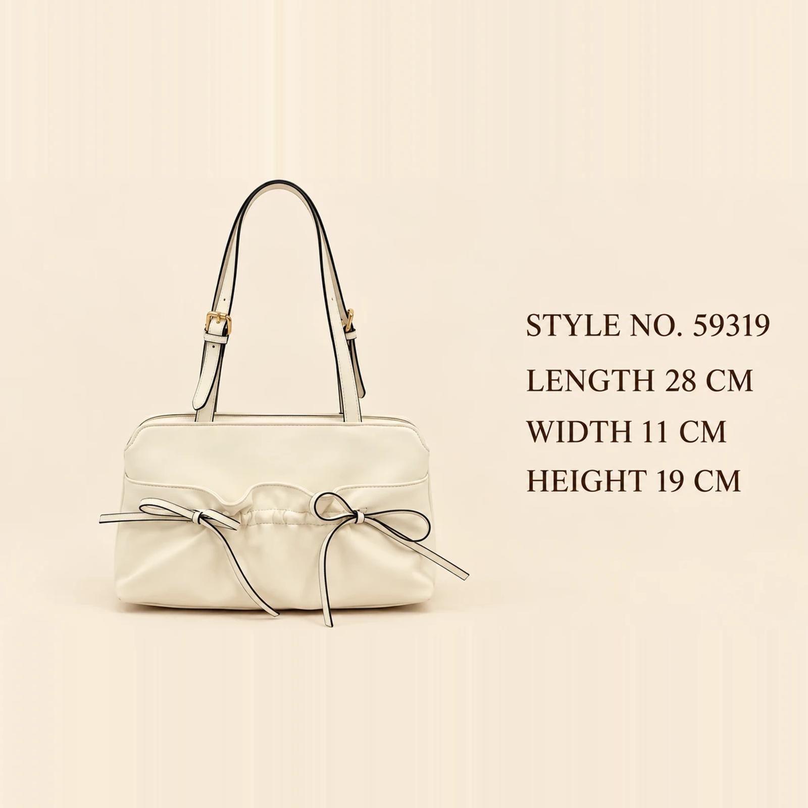 Cream Twin-Bow Smooth PU Shoulder Bag | Custom Handbag Manufacturer thumbnail 2