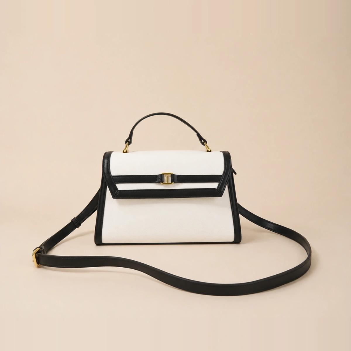 Structured Color Block Top Handle Satchel PU Leather OEM Manufacturer — image 1