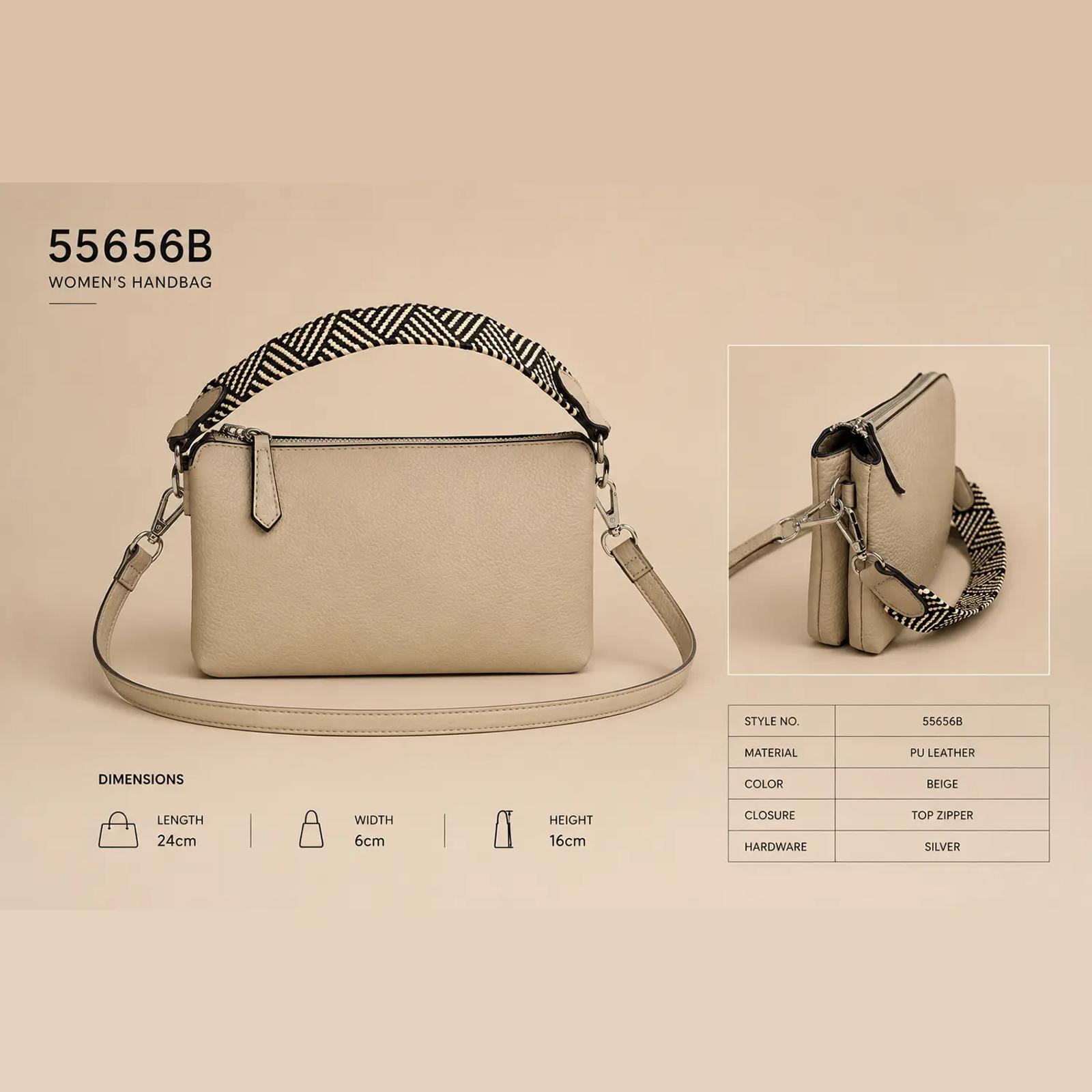 Pebbled PU East-West Shoulder Bag with Woven Jacquard Strap OEM thumbnail 2