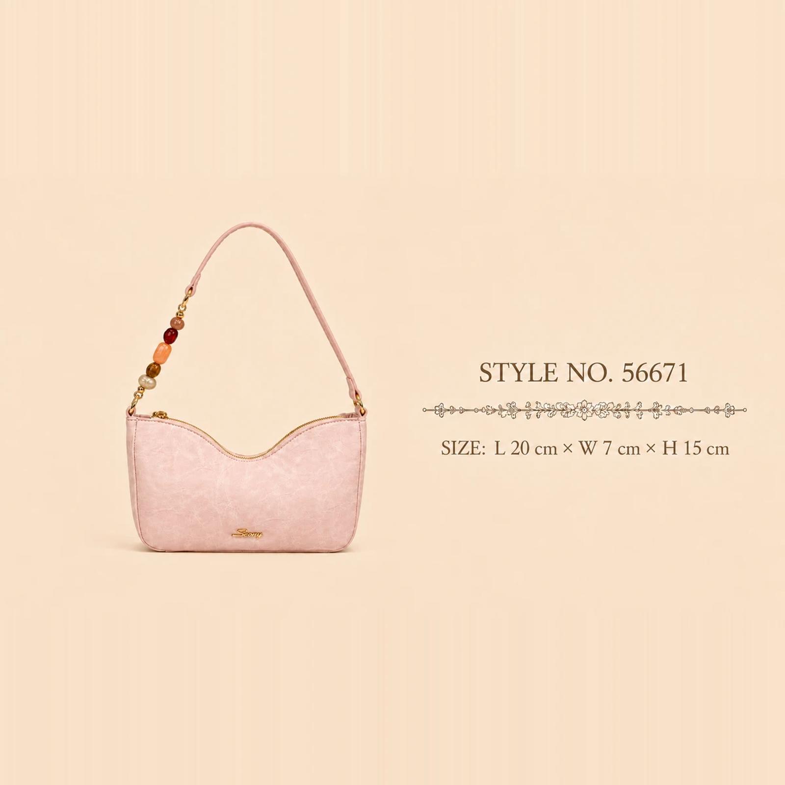 Crinkle Finish PU Beaded Handle Shoulder Bag OEM Manufacturer thumbnail 2
