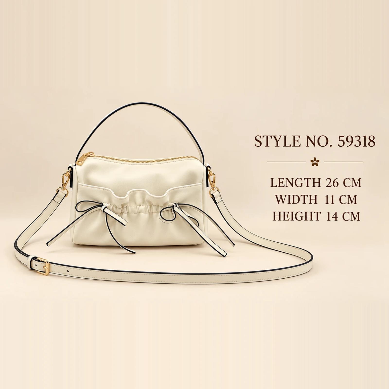 Cream Black-Trim PU Zip-Top Boston Bag | Private Label Bag Supplier thumbnail 2