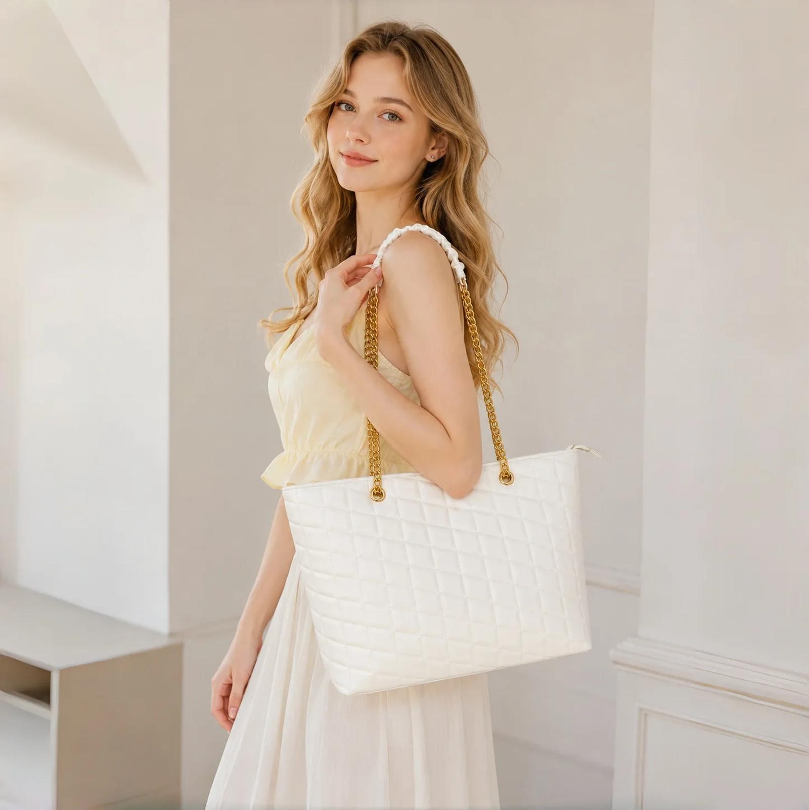 Lattice Quilted PU Chain Handle Tote | OEM Manufacturer thumbnail 3