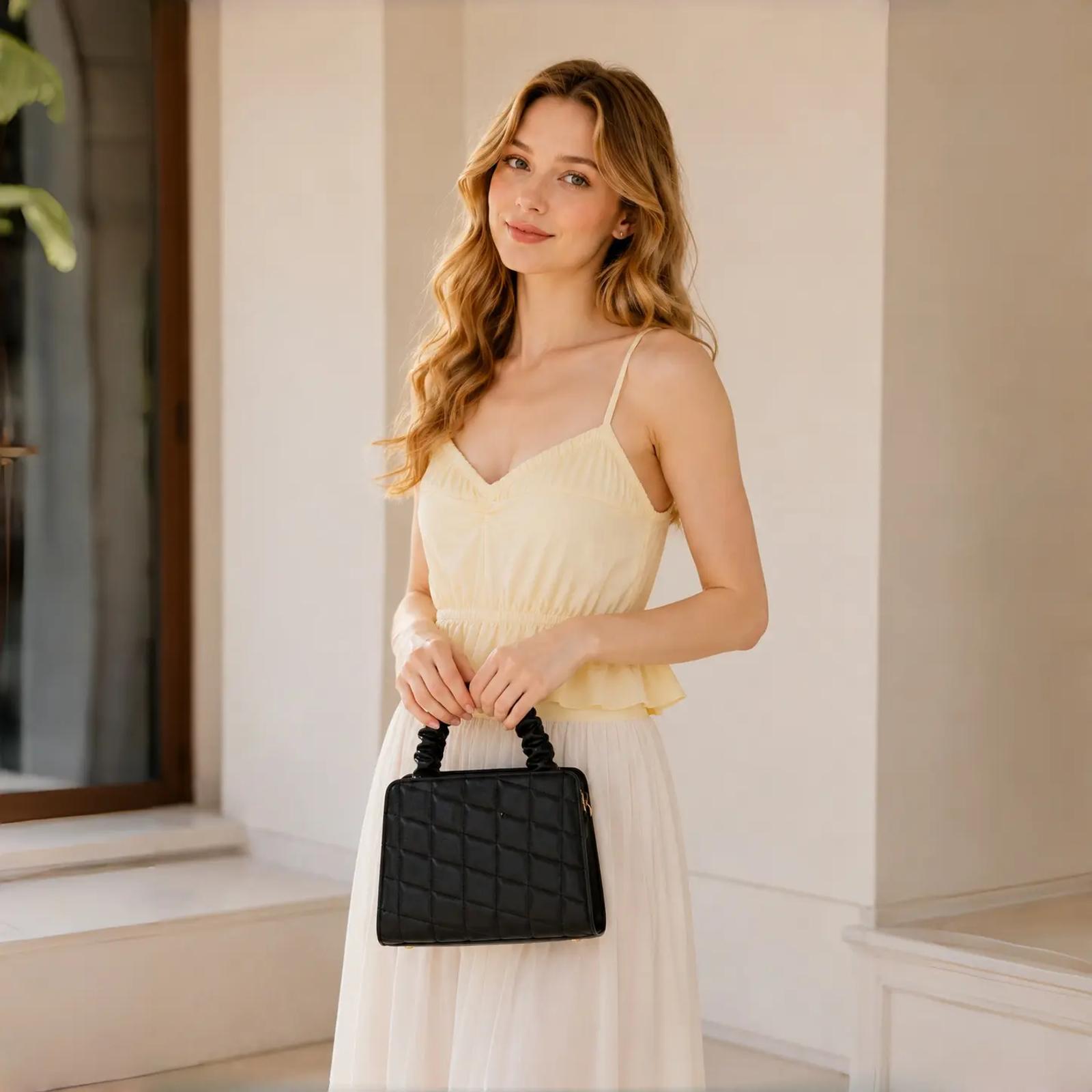 Quilted PU Chain Strap Top Handle Handbag | OEM Factory thumbnail 4