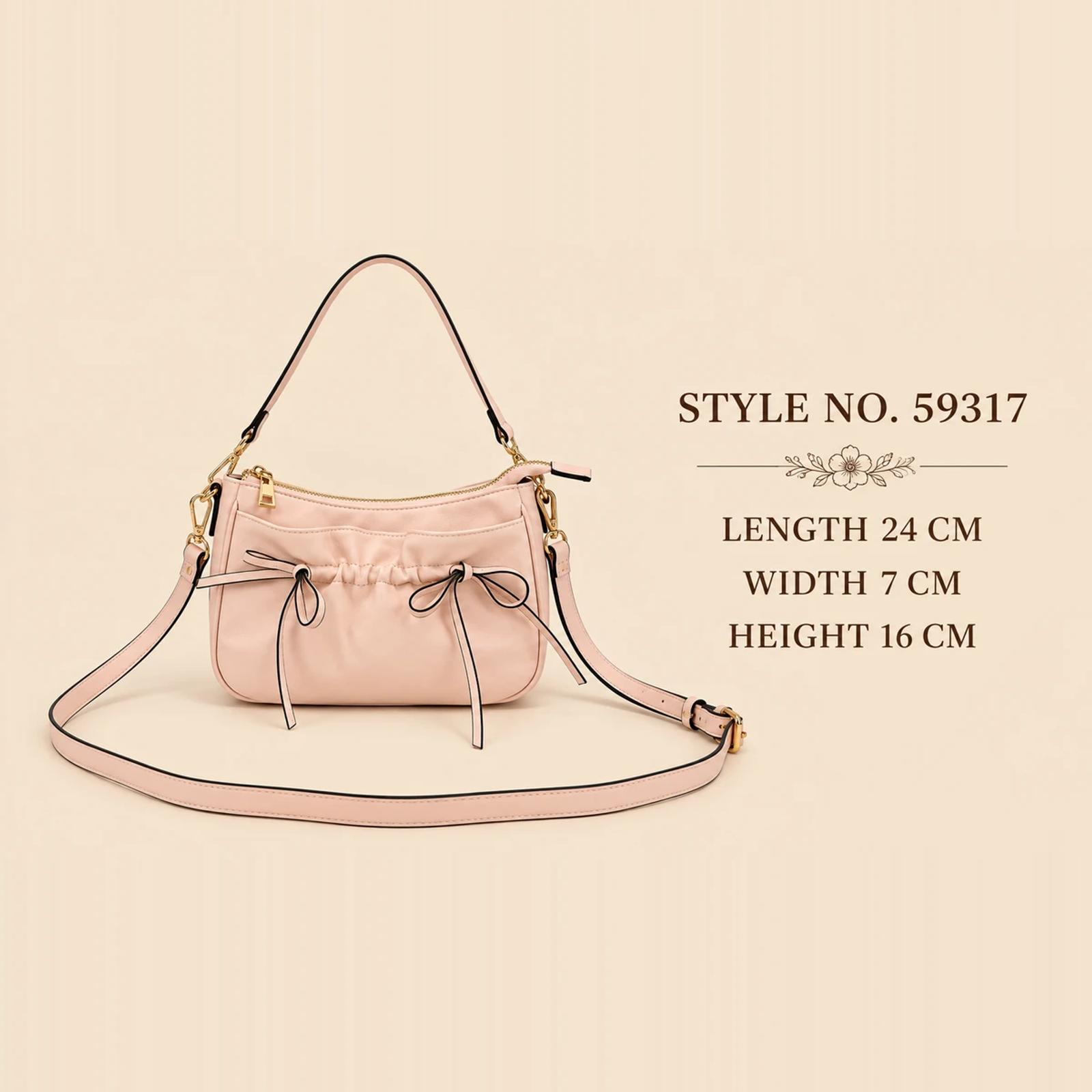 Blush Pink Edge-Painted PU Gathered Shoulder Bag | ODM Purse Factory thumbnail 2