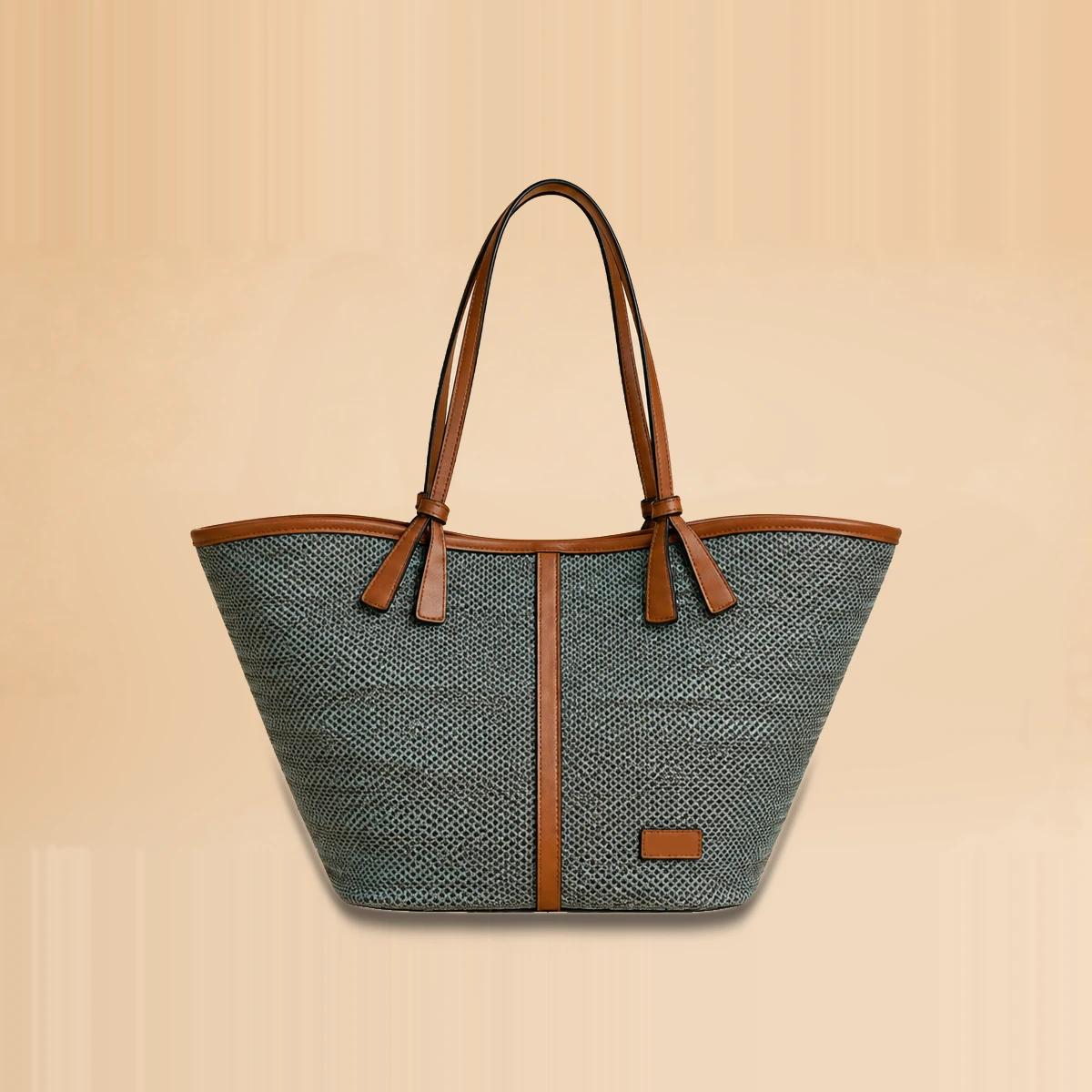 BreezeKnit Breathable Woven Tote Bag With PU Trim | OEM Factory — image 1