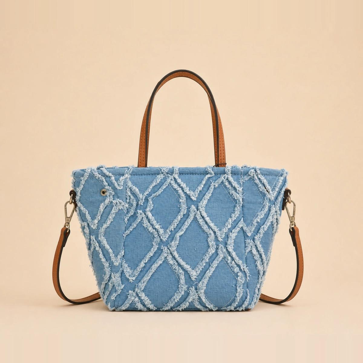 Distressed Denim Mini Tote Bag | OEM Custom Logo Wholesale — image 1