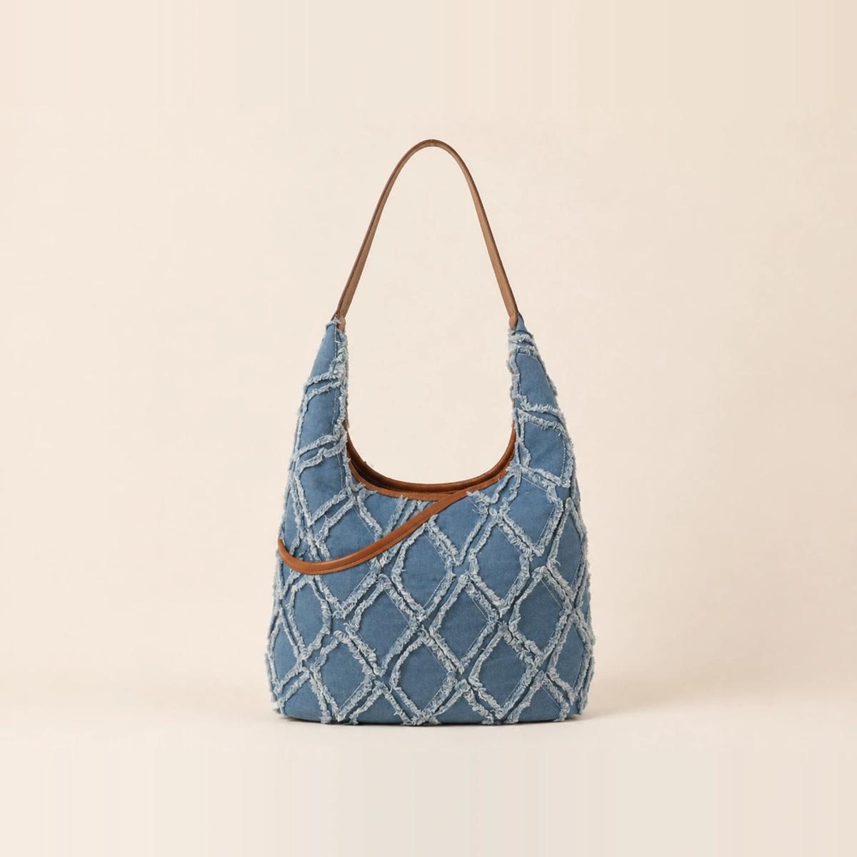 Frayed Denim Hobo Bag with Trim | OEM & Private Label Factory — image 1