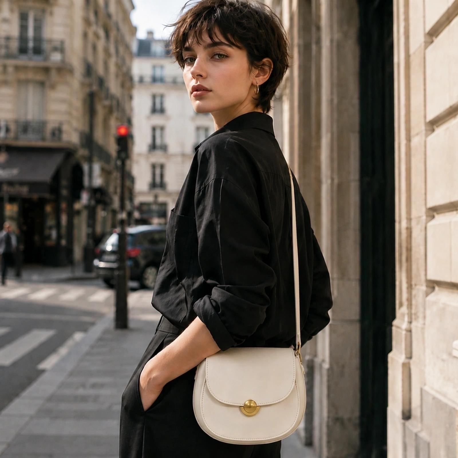 White Smooth PU Saddle Crossbody Bag - OEM ODM Factory Direct thumbnail 2