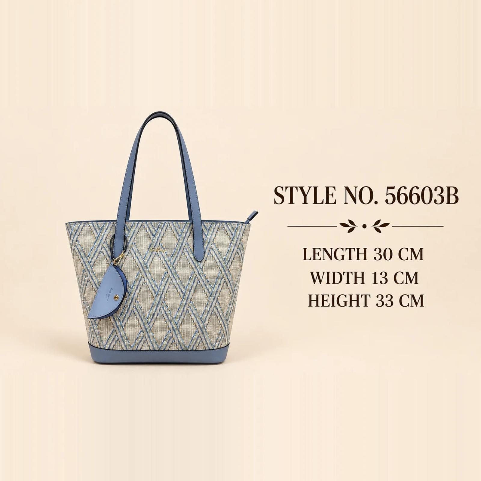 Blue Lattice Woven PP Straw Zip Top Tote Bag | ODM Purse Factory thumbnail 2