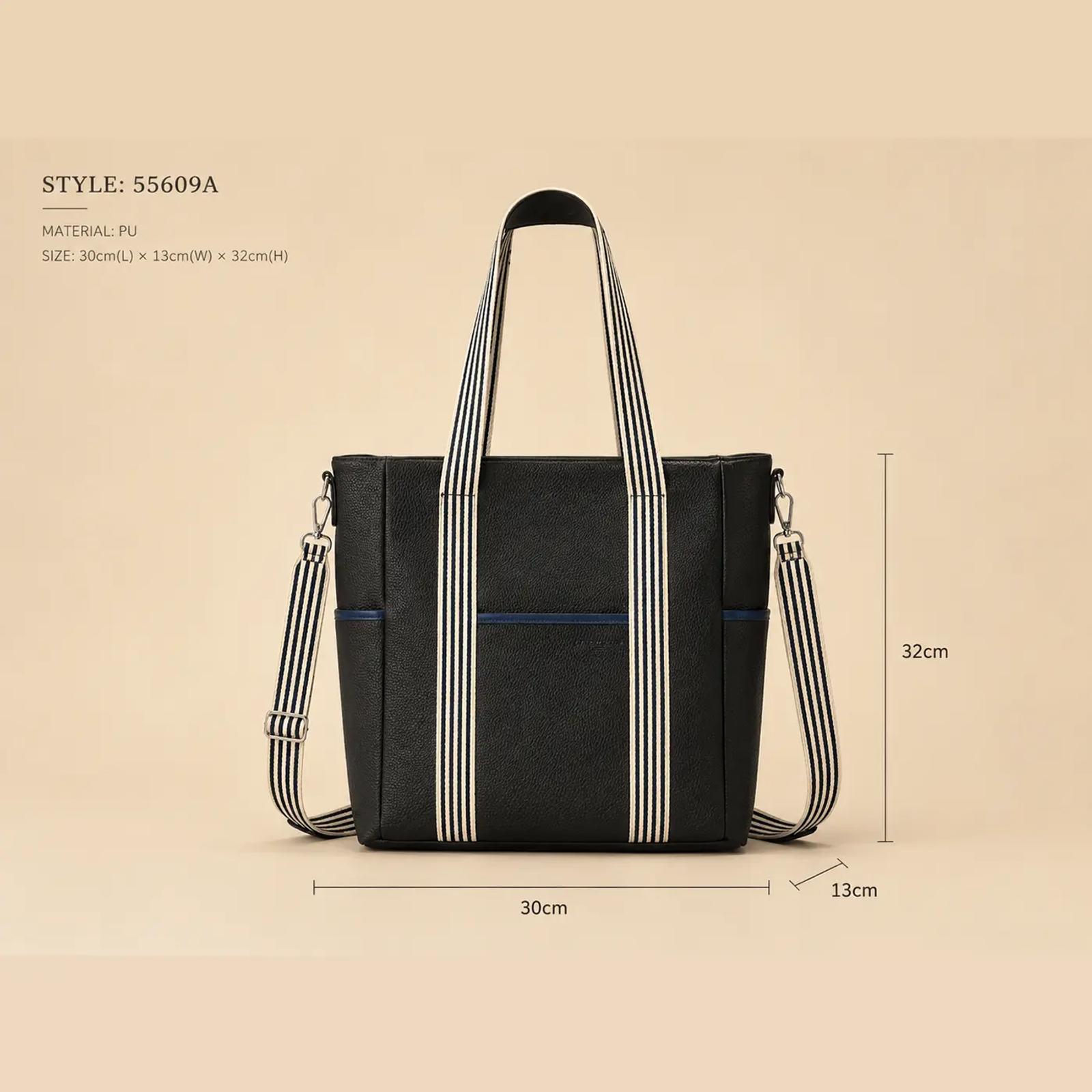 Pebbled PU Zip Top Navy Tote Bag OEM Manufacturer China thumbnail 2