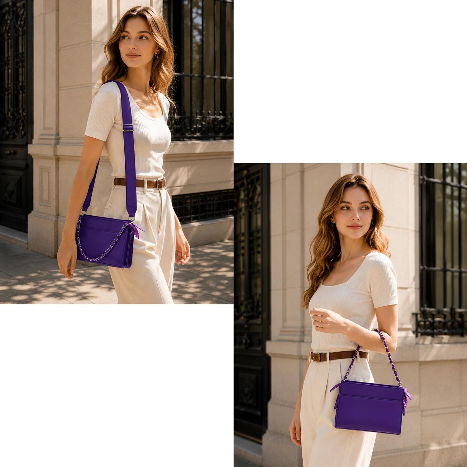 Glossy PU Chain & Webbing Strap Crossbody Bag | OEM B2B thumbnail 3