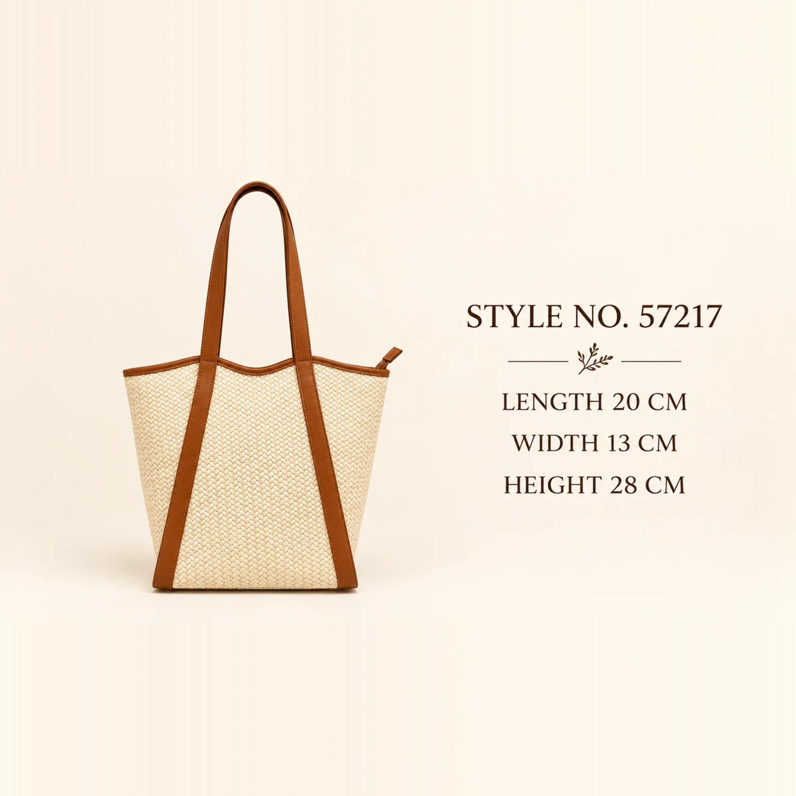 Cream Tan Twill-Weave PU Strap Tote Bag | Custom Handbag Manufacturer thumbnail 2
