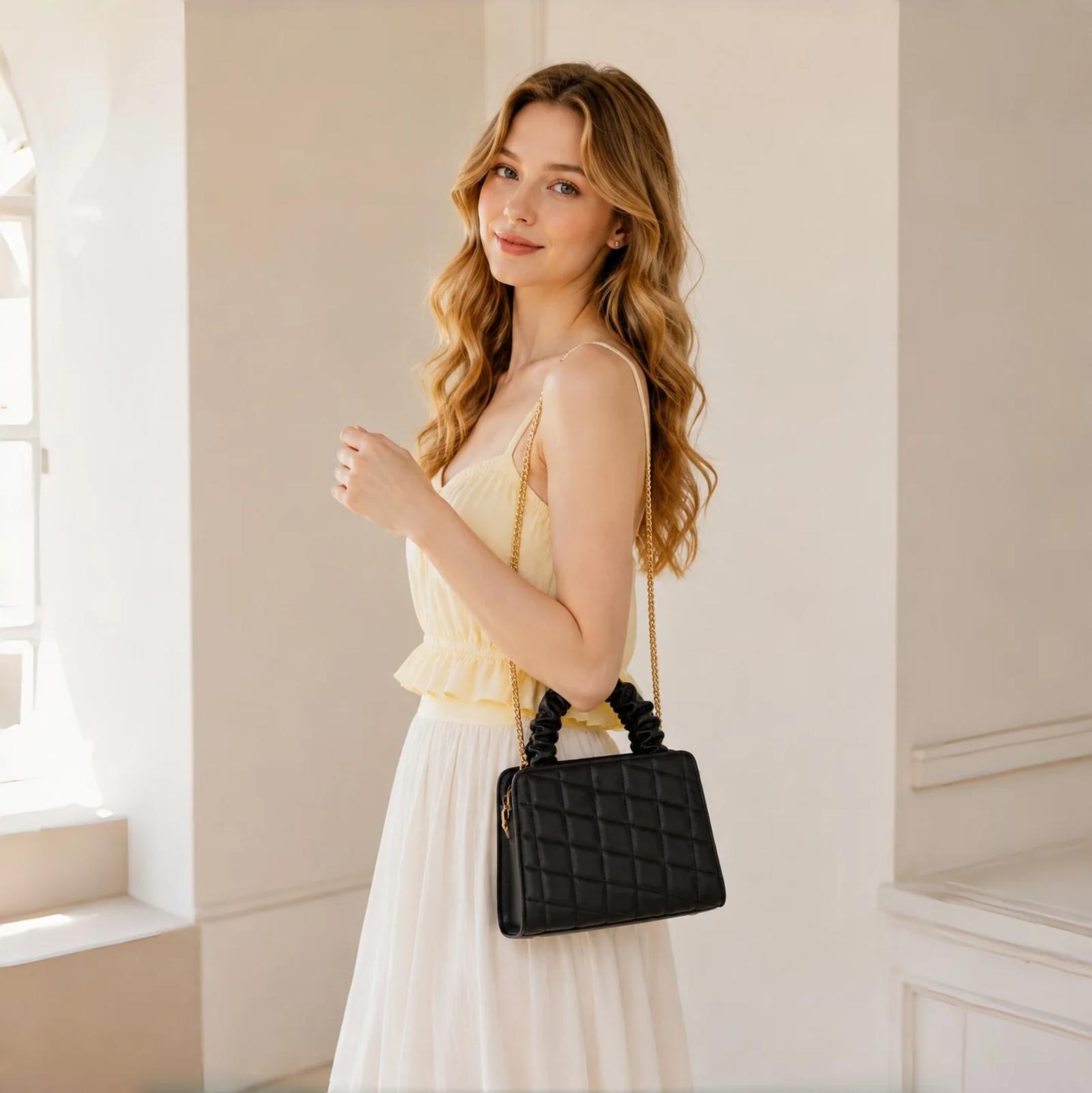 Quilted PU Chain Strap Top Handle Handbag | OEM Factory thumbnail 3