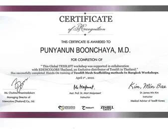 Dr. Punyanan Boonchaya Certificate 13