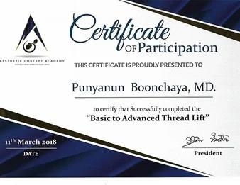 Dr. Punyanan Boonchaya Certificate 3