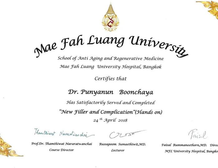 Dr. Punyanan Boonchaya Certificate 1