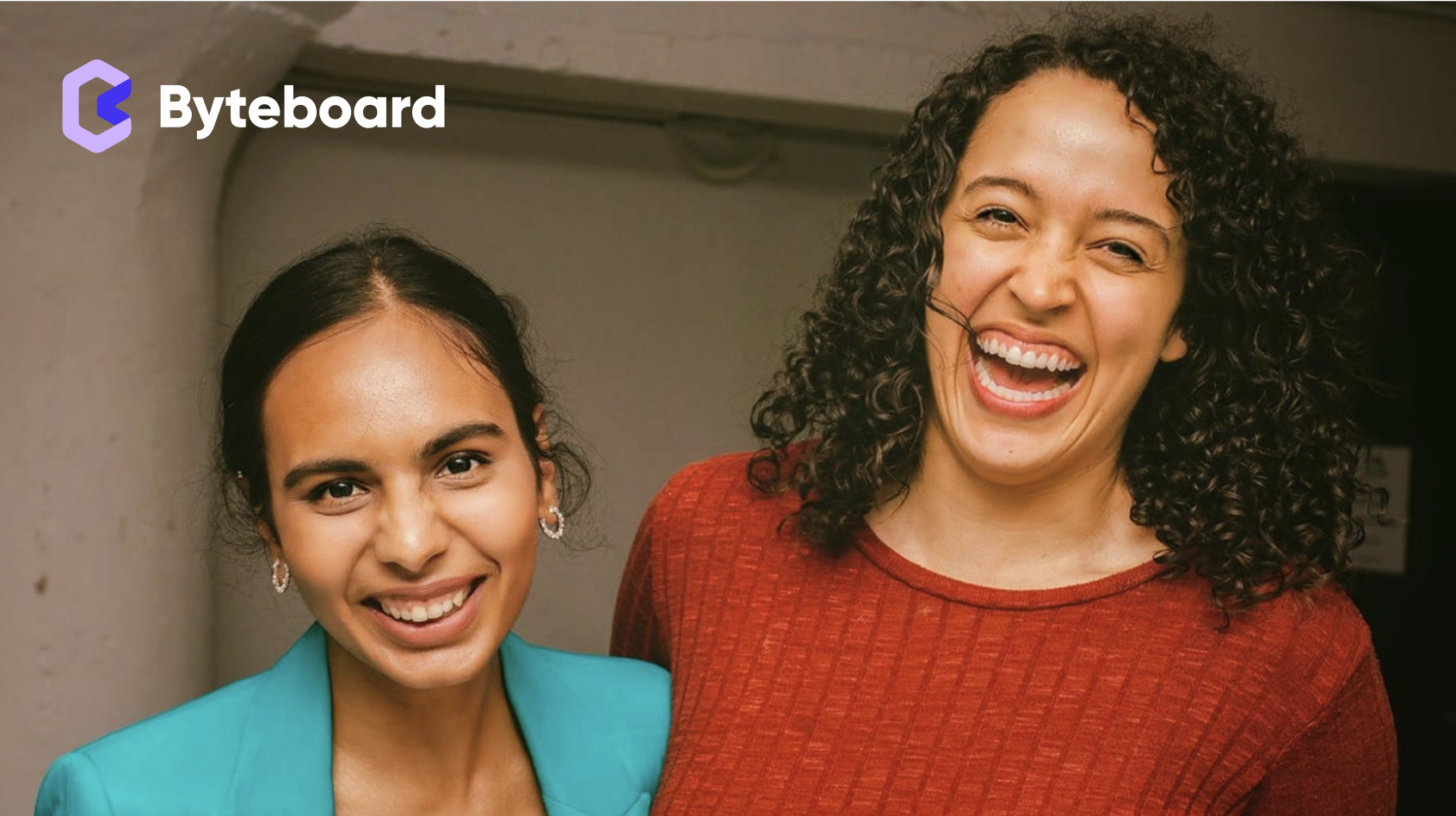 Byteboard founders against a grey-brown background