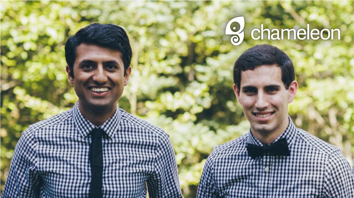 Chameleon founders stand outdoors, smiling.