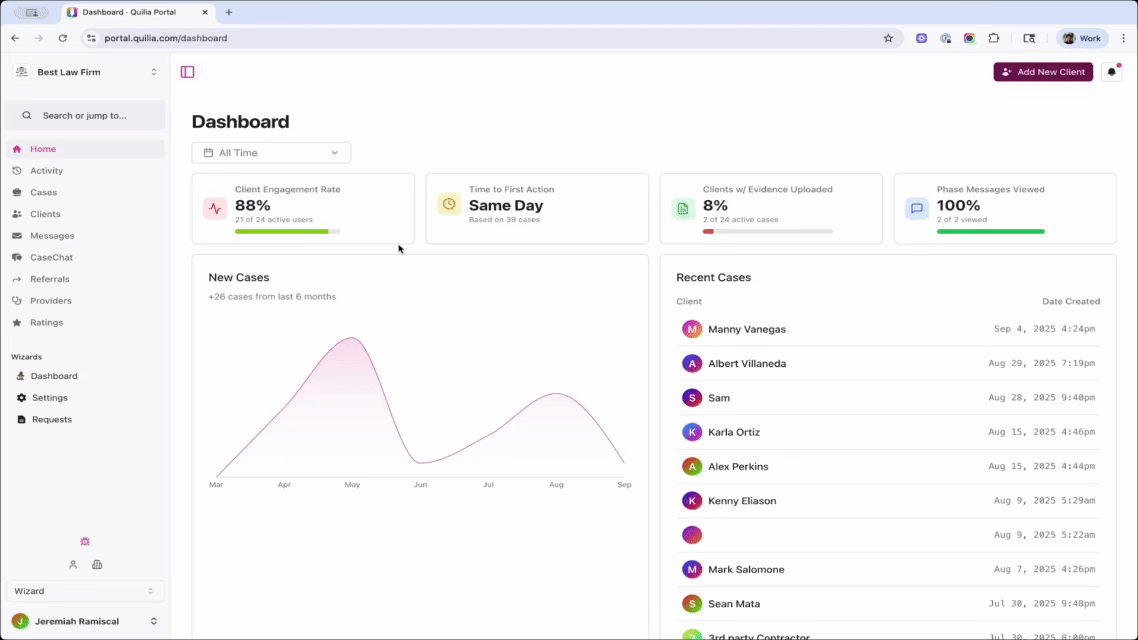 Access API Documentation User navigates to Quilia portal settings, opens the API section, and clicks View Documentation.