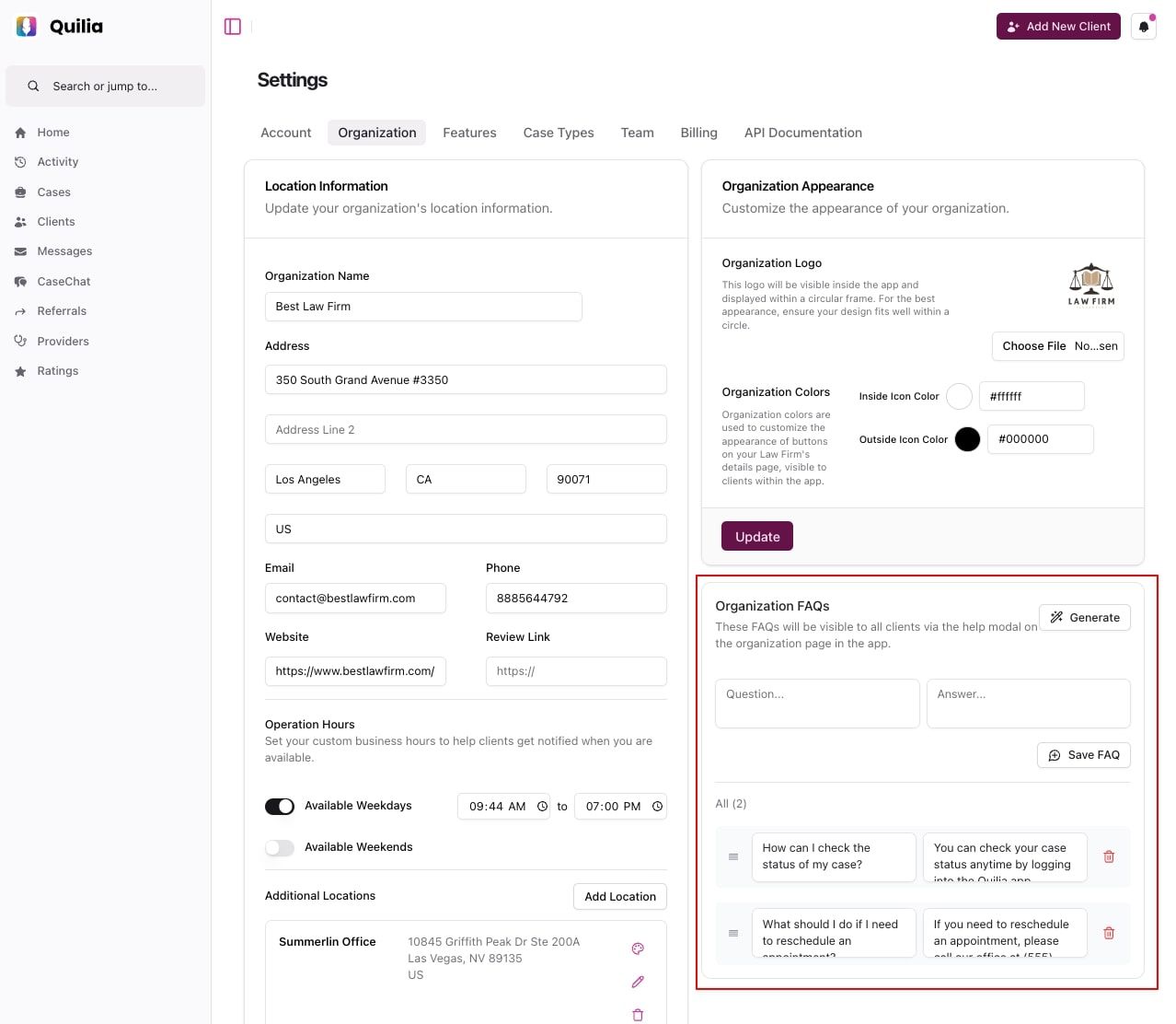 organization settings frequently asked questions