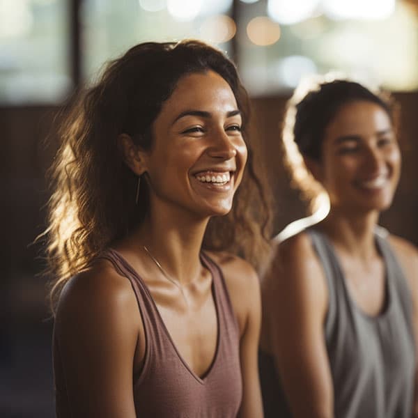 happy women smiling in a class