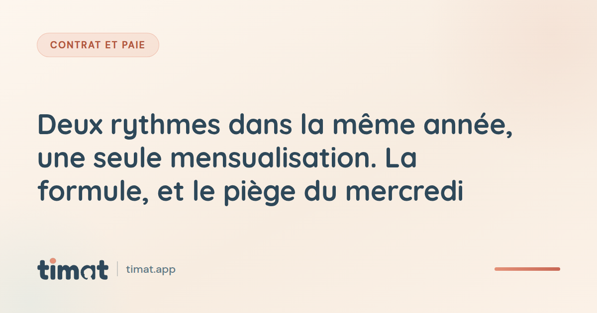 Deux rythmes dans la même année, une seule mensualisation : la formule, et le piège du mercredi