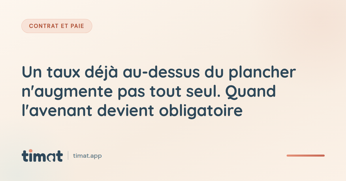 Un taux déjà au-dessus du plancher n'augmente pas tout seul : quand l'avenant devient obligatoire