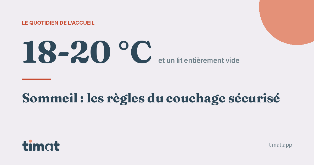 La chambre doit être entre 18 et 20 °C et le lit entièrement vide
