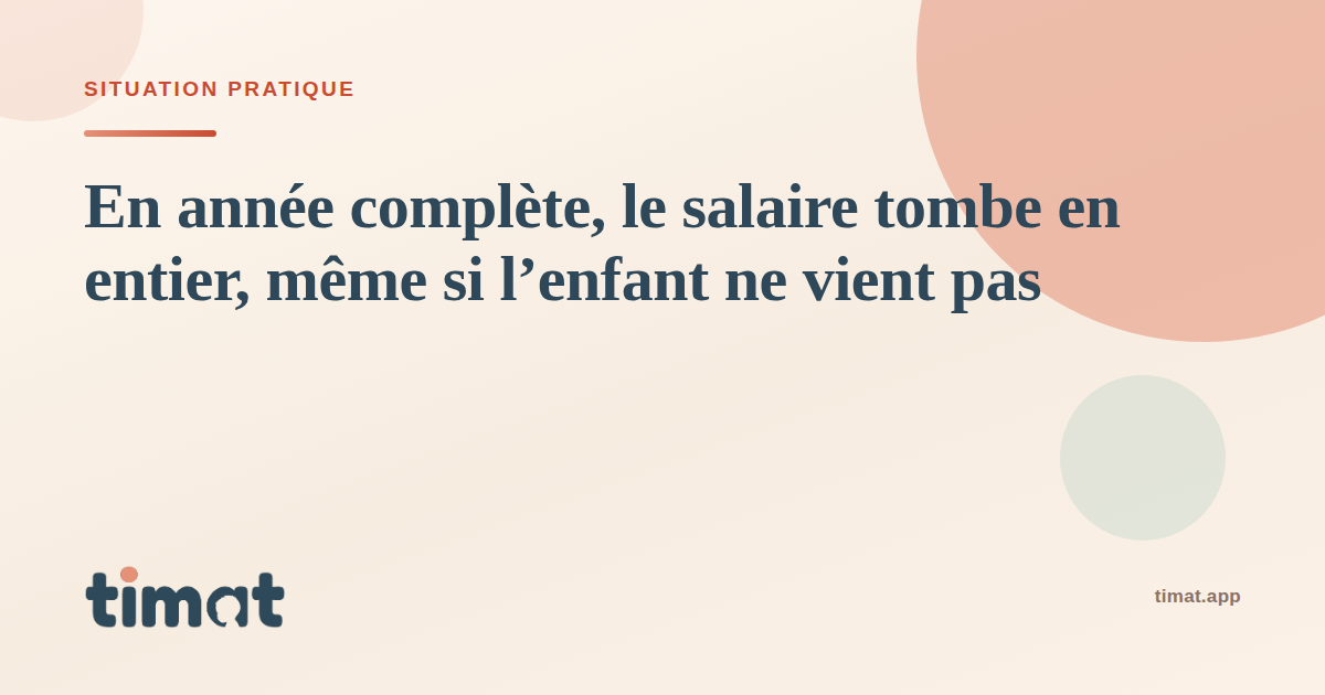 En année complète, le salaire mensualisé reste dû en entier quand les parents s'absentent